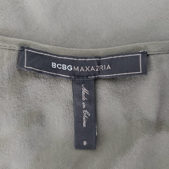 BCBGMaxAzria Mura Top/Tank ~ Dark Green/Olive Fringed 100% Silk ~ Size Small - Picture 7 of 9
